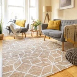 Beige Geometric Natural Jute Area Rug - Fretwork -Carpet Discount Store 010DB393 C96F 47F5 B736 68A000738FEF 20 1 5B1 5D