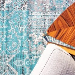 Duck Egg Traditional Patchwork Living Room Rug -Carpet Discount Store 1572 bs33artyshot