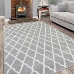 Extra Large Grey Trellis Rug -Carpet Discount Store 1799 HS22 Milan Above Grey Trellis Monochrome Hallway Large Small Living Room Rug Mat Affordable Cheap Rugs 20 20Copy 5B3 5D