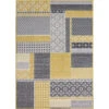 Ochre Grey Patchwork Hardwearing Rug