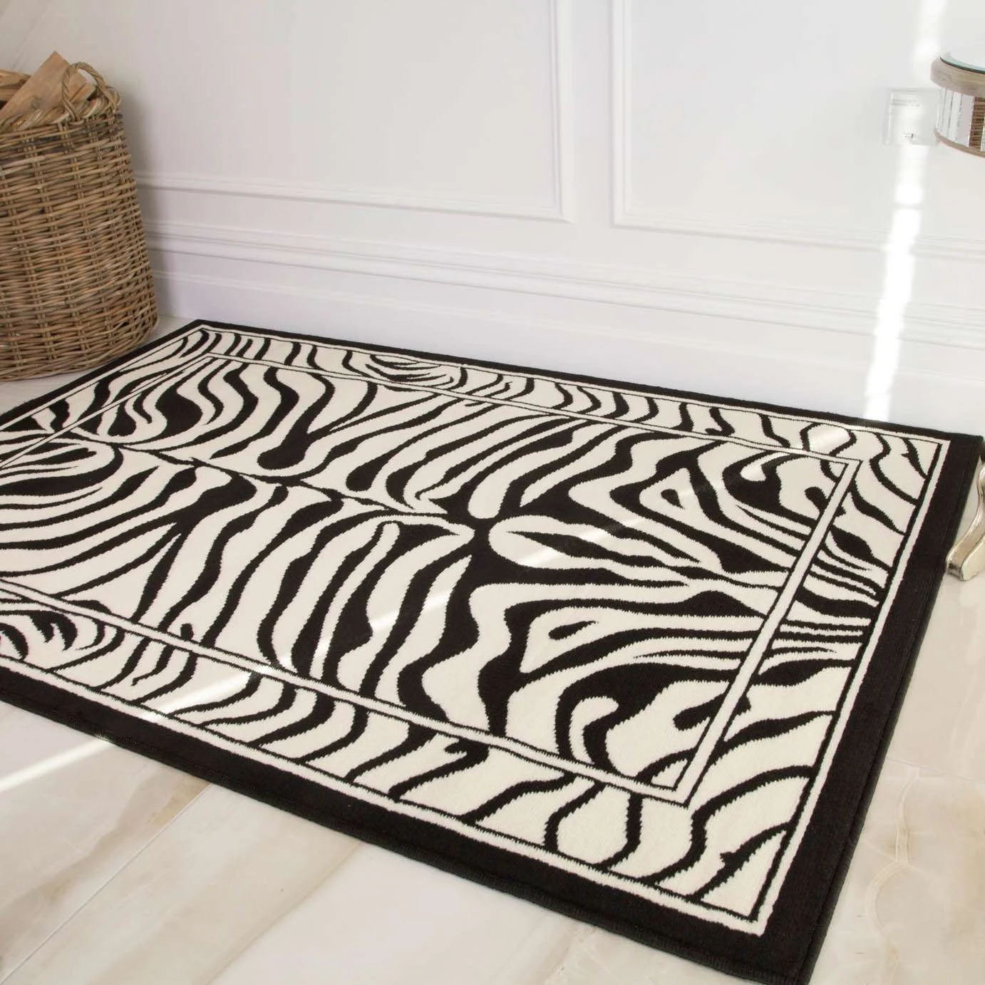 Black White Animal Zebra Print Rug 2 Black White Animal Zebra Print Rug - Image 2