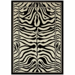 Black White Animal Zebra Print Rug