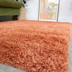 Super Soft Luxury Terracotta Shaggy Rug -Carpet Discount Store Aspen Terra Above Luxury Thick Orange Shaggy Rugs 5B4 5D