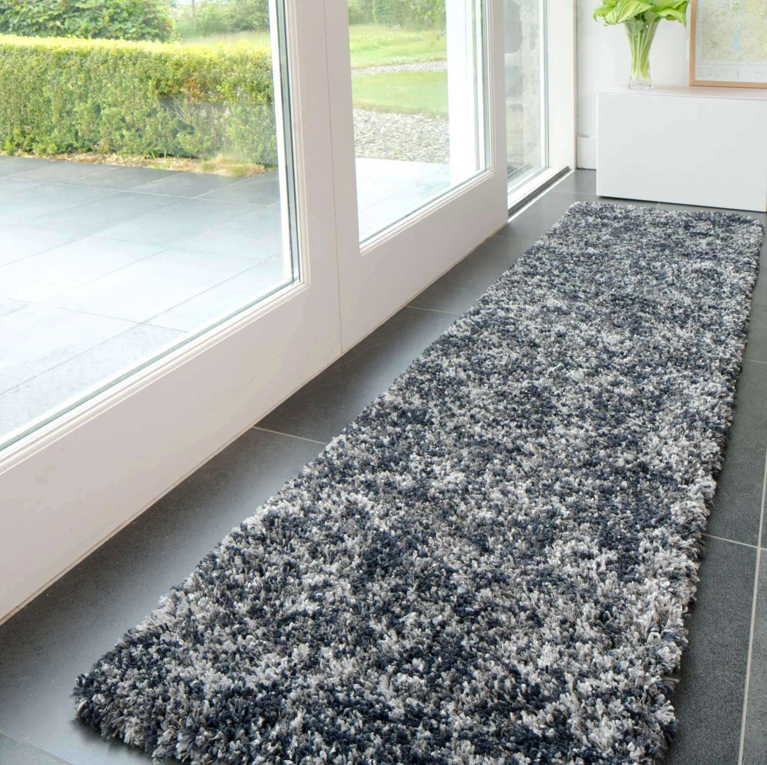 Soft Mottled Grey Shaggy Hallway Rug 1 Soft Mottled Grey Shaggy Hallway Rug