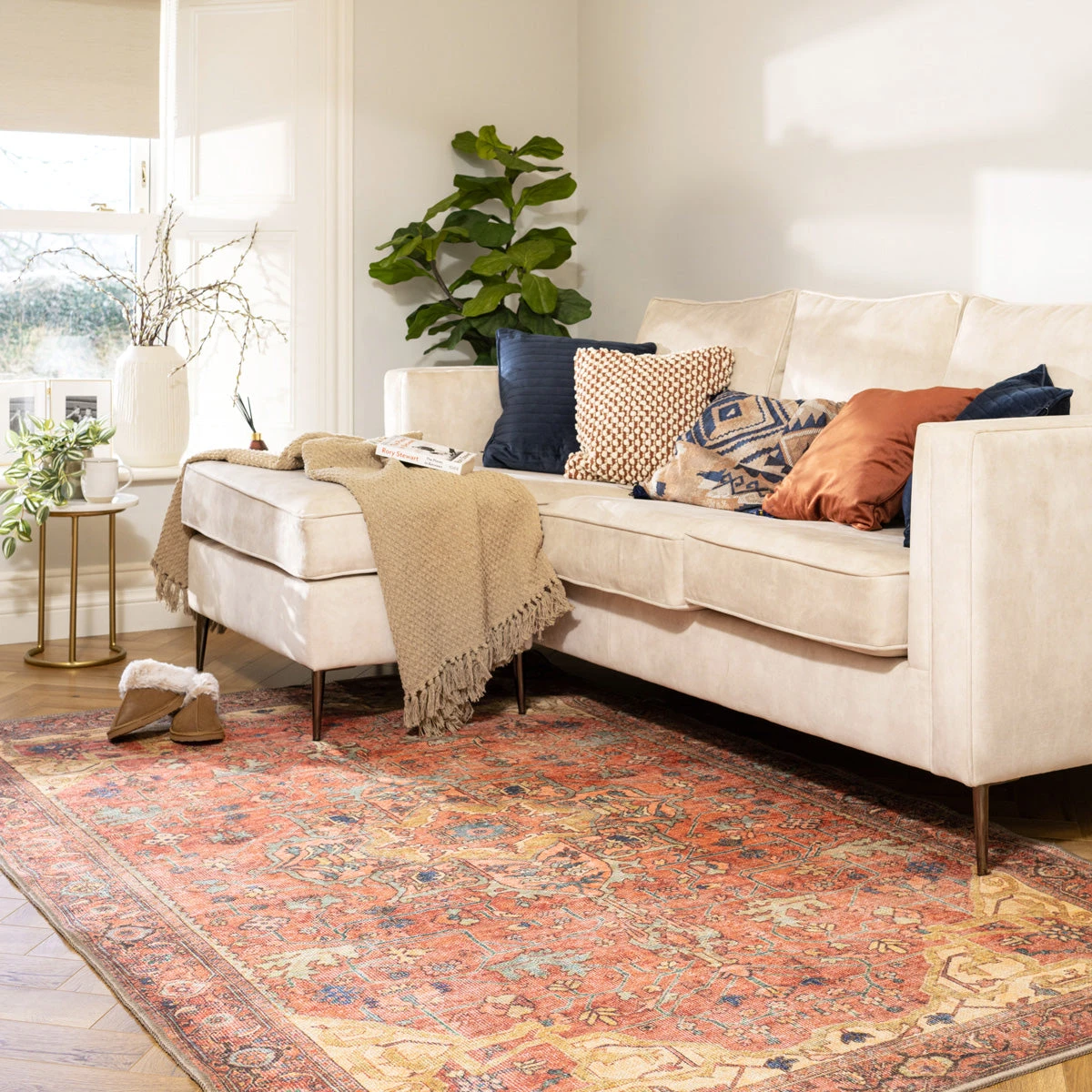 Kashan Washable Terracotta Rug - Viv 4 Kashan Washable Terracotta Rug - Viv - Image 4