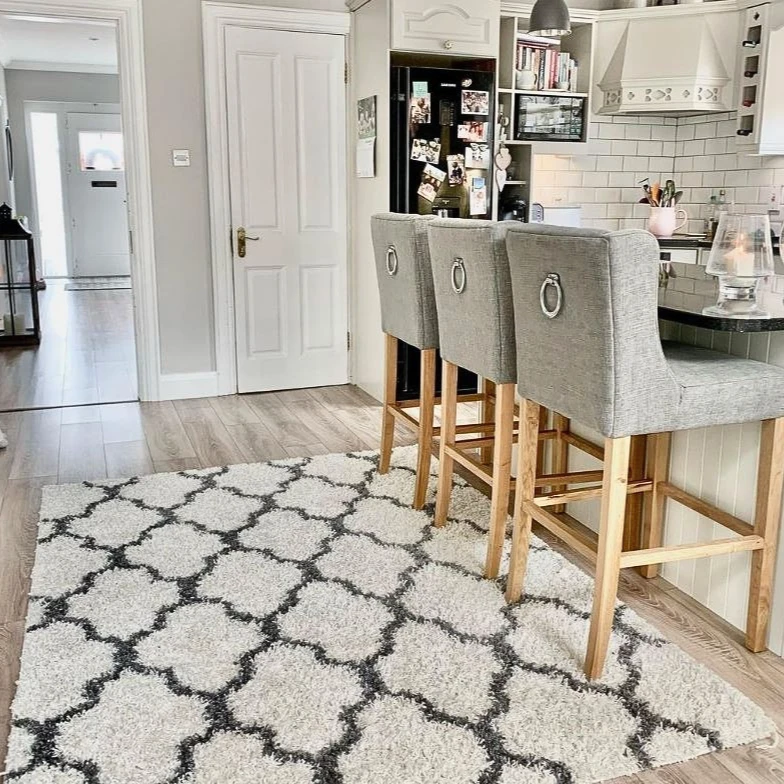 Cream Moroccan Trellis Shaggy Rug 4 Cream Moroccan Trellis Shaggy Rug - Image 4