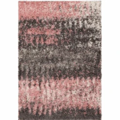 Blush Distressed Textured Shaggy Rug