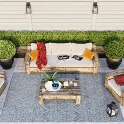 Light Blue Flatweave Indoor Outdoor Rug - Ruskin -Carpet Discount Store Habitat ruskin blue for web