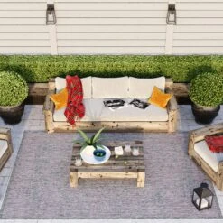 Vintage Pink Grey Outdoor Rug - Soutil