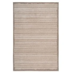 Beige Linear Bordered Area Rug - Rin