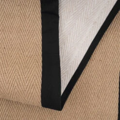 Black Border Jute Runner Rug - Juliette Black -Carpet Discount Store Juliette Black Cotton Border Jute Beige Plain Woven Detail Rug 15