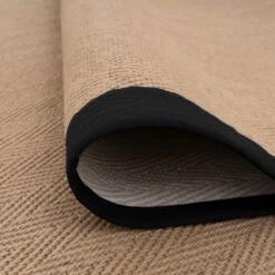 Black Border Jute Rug - Juliette Black -Carpet Discount Store Juliette Black Cotton Border Jute Beige Plain Woven Detail Rug 16