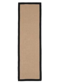 Black Border Jute Rug - Juliette Black -Carpet Discount Store Juliette Black Cotton Border Jute Beige Plain Woven Runner Overhead 32 Rug