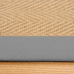 Grey Cotton Border Natural Jute Area Rug -Carpet Discount Store JulietteGreyCottonBorderJute PlainWovenDetailRugadjustednew