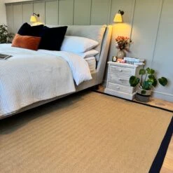 Navy Border Jute Rug - Juliette Navy -Carpet Discount Store Juliette Navy Blue Bedroom Rug