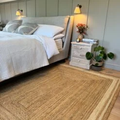 Natural Bordered Jute Rug - Laurel -Carpet Discount Store Jute Laurel Brown Bedroom Rug