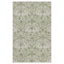 Green Floral Motif Outdoor Rug - Lanark