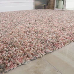 Blush Pink Shaggy Hallway Runner Rug -Carpet Discount Store Murano Blush Mottled Close Up Shaggy Pink Blush Stripe Girls Soft Fluffy Shag Pile Rug Living Room BedroomLarge Small Runner Area Rug