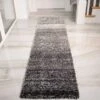 Black Stripe Shaggy Runner Rug