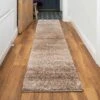 Light Brown Mottled Striped Shaggy Hall Runner Rug
