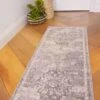 Faded Distressed Grey Oriental Pattern Runner Rug