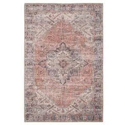 Carpet Discount Store 53 Flatwoven Washable Terracotta Medallion Area Rug - Neeve