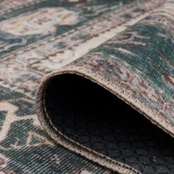 Distressed Bordered Washable Rug 12 Distressed Bordered Washable Rug -Carpet Discount Store Renuu Anton Green Vintage Detail Rug 9