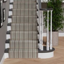 Green Brown Striped Stair Carpet Runner - Cut To Measure