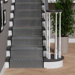 Black Chevron Stair Carpet Runner - Cut To Measure