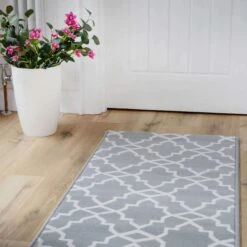 Grey Trellis Hallway Runner Rug -Carpet Discount Store Soho 3512 WS22 0321 5B3 5D