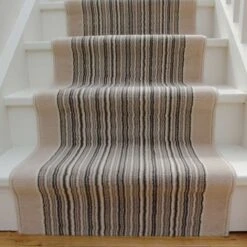 Cream Beige Stripey Stair Carpet Runner - Cut To Measure -Carpet Discount Store Stair Carpet 1701 GL44 Beige Cream Stripe Stair Carpet Runner Cut to Measure 4 5B2 5D