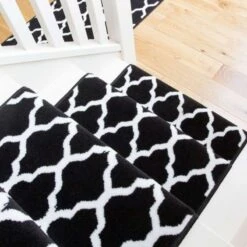 Black Trellis Stair Carpet Runner - Cut To Measure