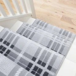 Grey Tartan Print Stair Carpet Runner - Cut To Measure