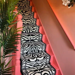 Black White Animal Print Stair Carpet Runner - Cut To Measure