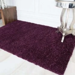 Plum Shaggy Living Room Rug
