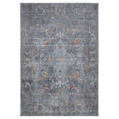 Soft Washable Blue Boho Rug - Clara