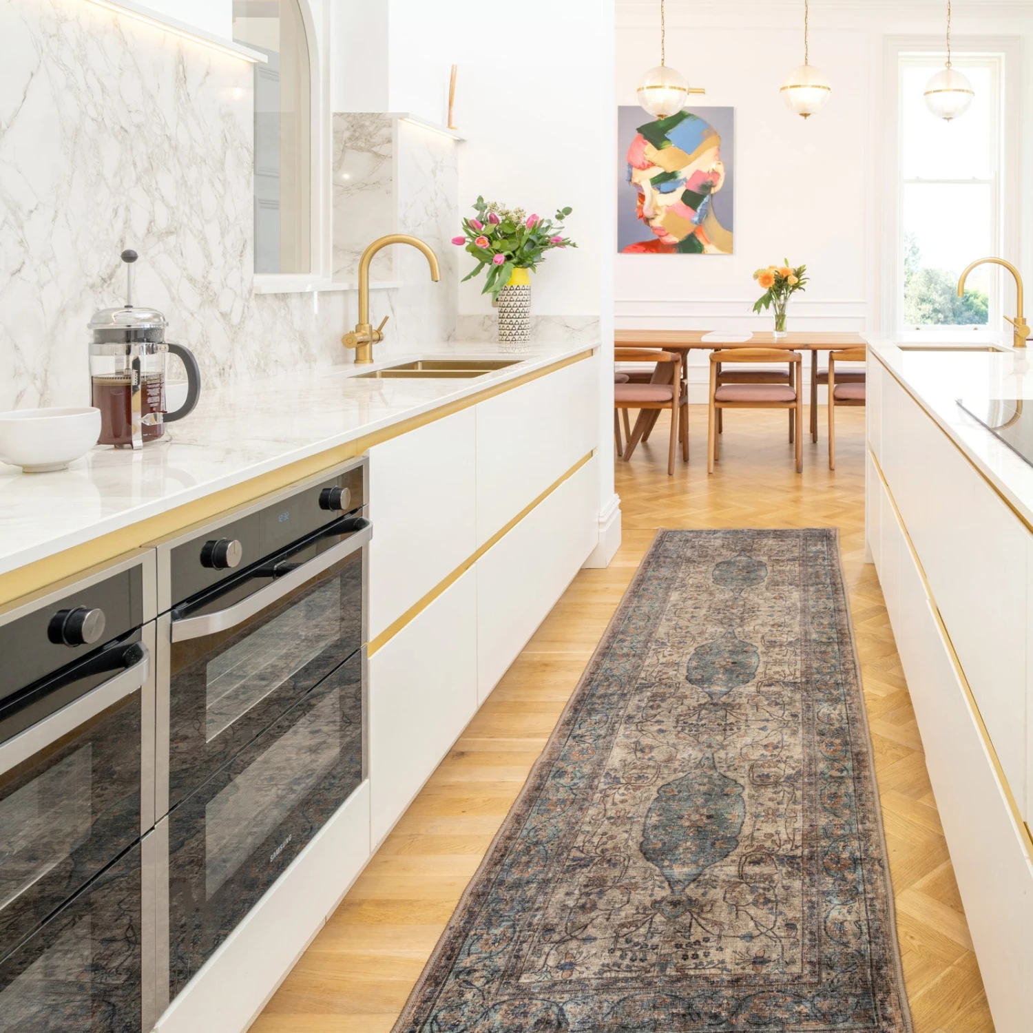 Soft Washable Blue Regency Runner - Dorothea 2 Soft Washable Blue Regency Runner - Dorothea - Image 2