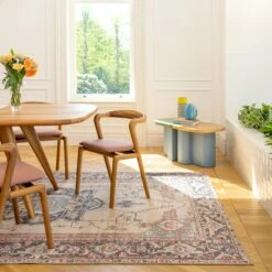 Soft Washable Blue Heritage Rug - Hazel -Carpet Discount Store Washable Hazel room web R location 2