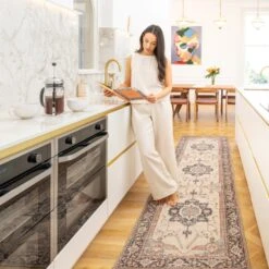 Soft Washable Blue Heritage Runner - Hazel