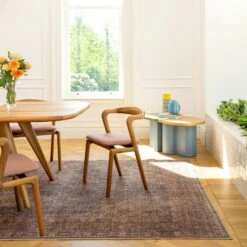 Soft Washable Brown Traditional Rug - Mabel -Carpet Discount Store Washable Mabel room web R location 1