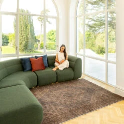 Soft Washable Brown Traditional Rug - Mabel -Carpet Discount Store Washable Mabel room web location 3