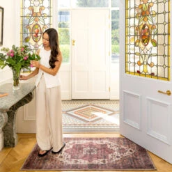 Soft Washable Burgundy Doormat - Rubyana