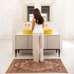 Soft Washable Terracotta Bathroom Mat - Verity