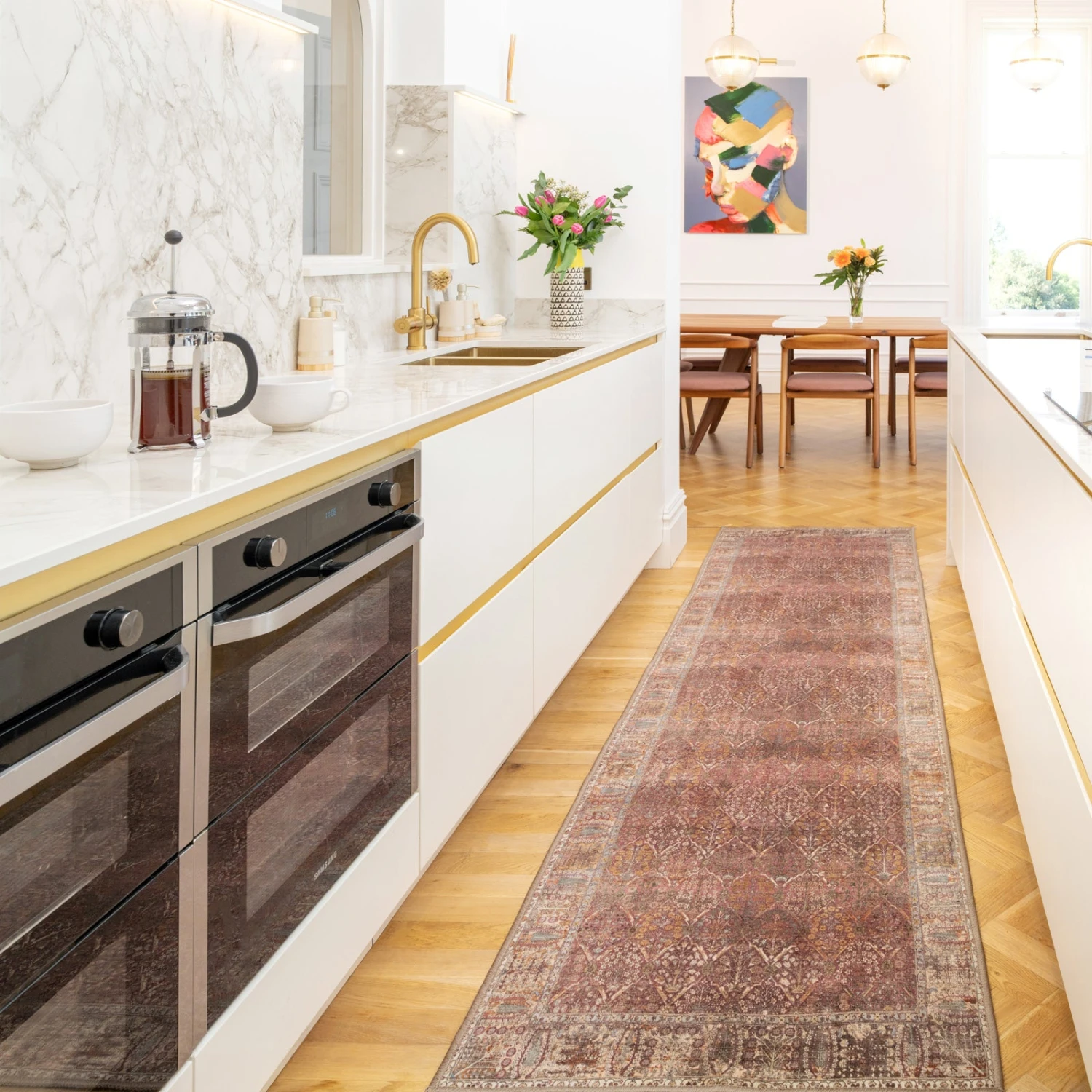 Soft Washable Red Vintage Runner - Violet 2 Soft Washable Red Vintage Runner - Violet - Image 2