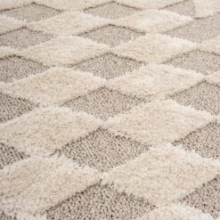 Beige White Rhombic Rug - Reva -Carpet Discount Store ashbee reva white 06731