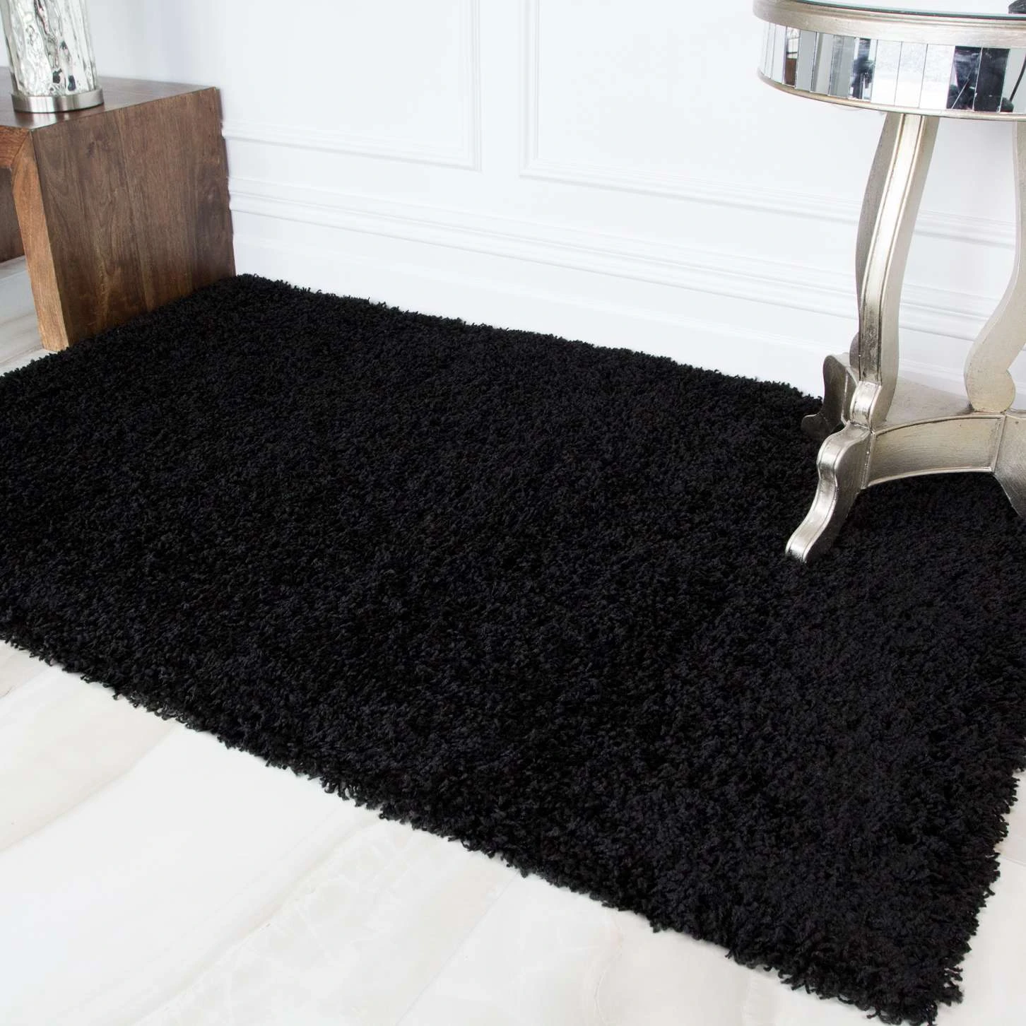 Super Soft Black Shaggy Runner Rug 5 Super Soft Black Shaggy Runner Rug - Image 5