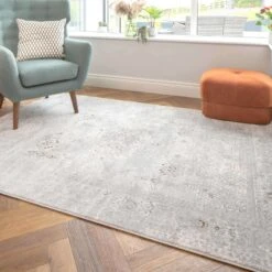 Vintage Grey Washed Effect Living Room Rug - Frank -Carpet Discount Store frank multi 8926 5B5 5D