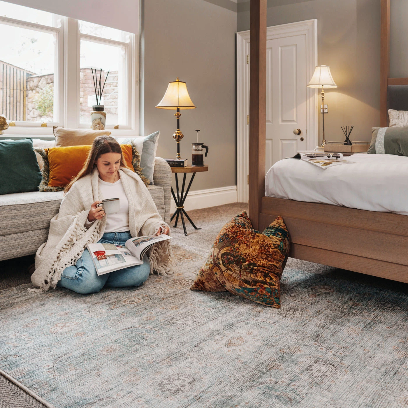 Vintage Blue Terra Floral Rug - Atticus 5 Vintage Blue Terra Floral Rug - Atticus - Image 5