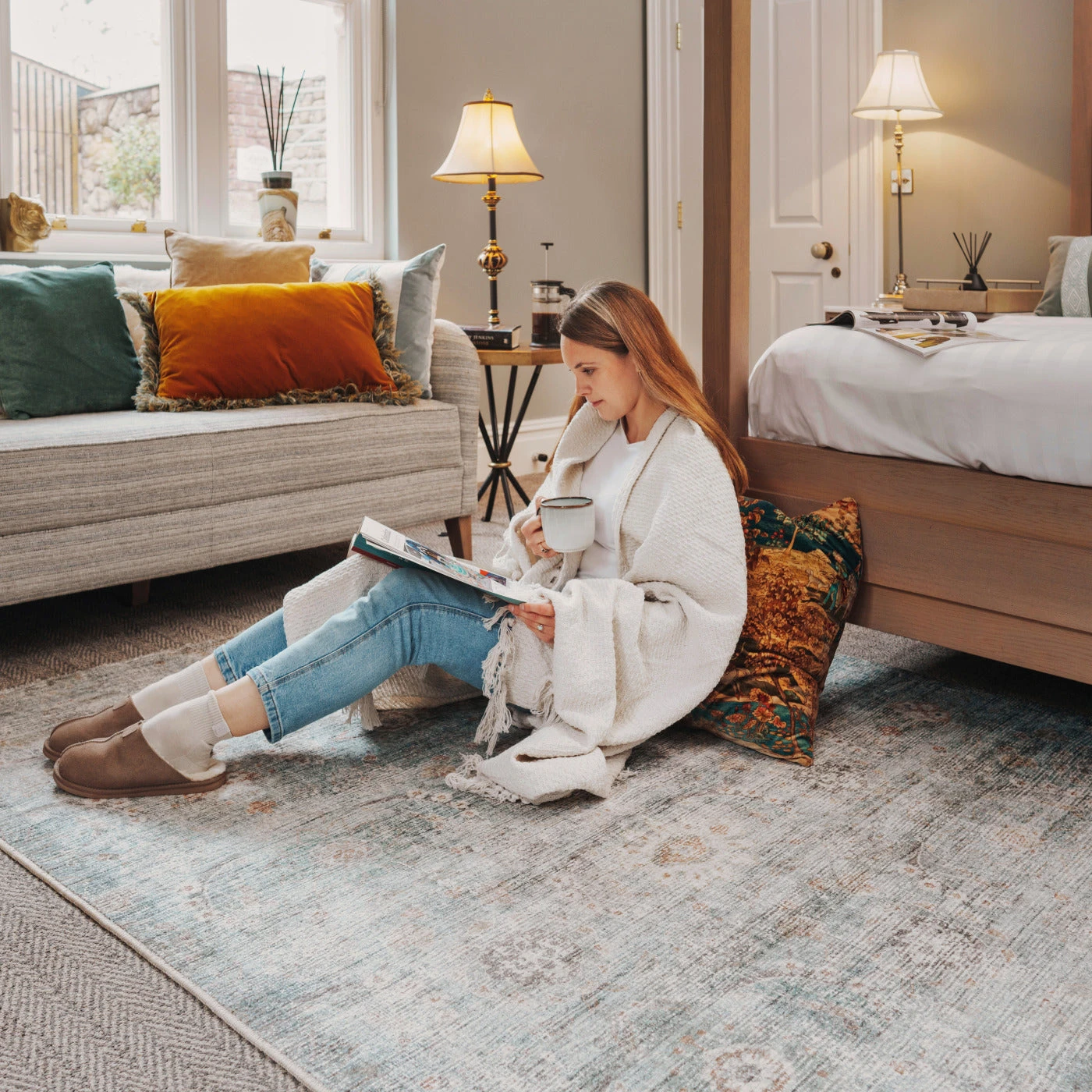 Vintage Blue Terra Floral Rug - Atticus 6 Vintage Blue Terra Floral Rug - Atticus - Image 6