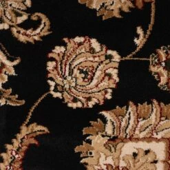 Traditional Black Floral Runner Rug - Malaki -Carpet Discount Store jasmine malaki 06283